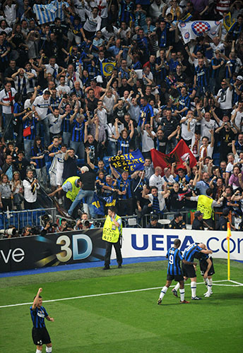 Champions League Final: Inter Milan's Milito celebrates scoring his, and Inter's, second goal