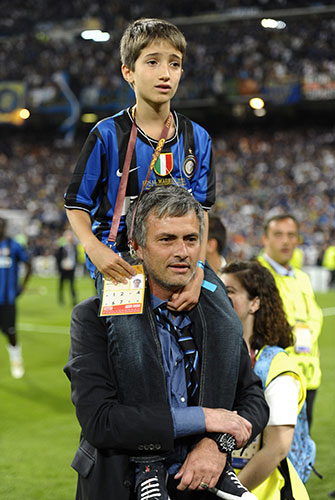 Champions League Final: Jose Mourinho celebrates with his son Jose Jr
