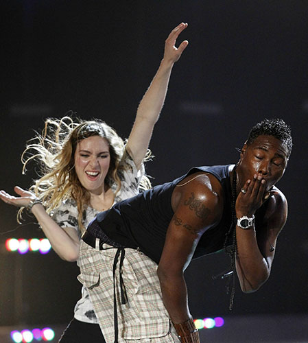 Eurovision semi one: Jessy Matador from France performs the song Allez Olla Ol Tout le Monde 