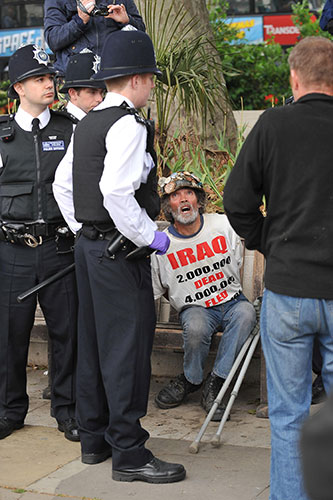 state opening: peace protester brian haws arrested before state opening of parliament
