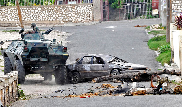Jamaica: A Jamaica Defense Force armoured vehicle in Hannah Town