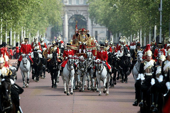 state opening: the queen attends the state opening of parliament