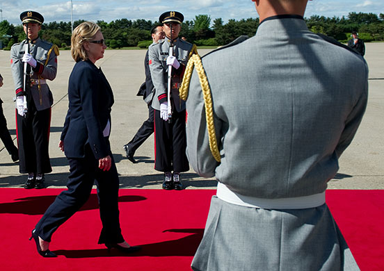 Korea crisis: US Secretary of State Hillary Clinton leaves Seoul, South Korea