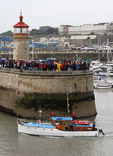 Dunkirk little ships: One of the little ships sets sail for Dunkirk, France, from Ramsgate, Kent