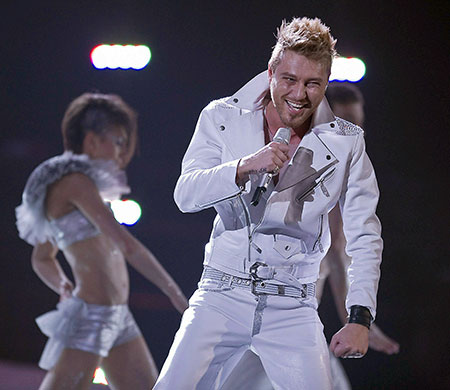Eurovision semi finals: Miro of Bulgaria performs during the dress rehearsal