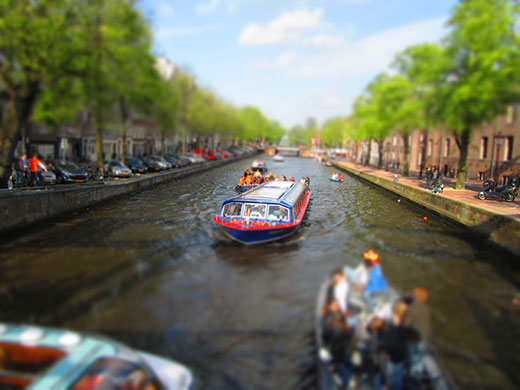 Abstract masterclass: Boats on a canal in Amsterdam