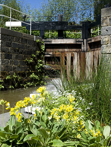 Chelsea Flower show: canal lock in the Hesco garden for Leeds City Council