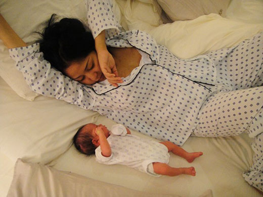 in pictures: morning: Mother and baby in baby