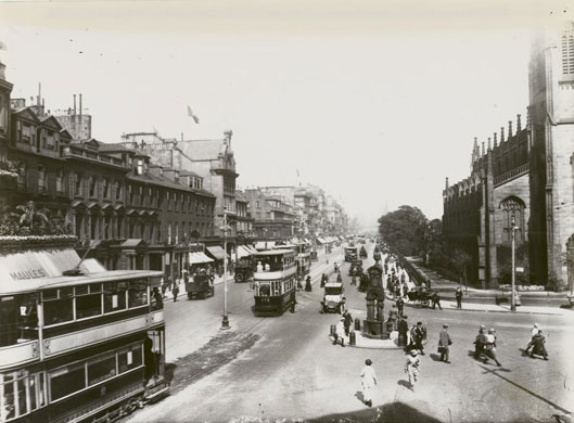 Tram - Princes Street: View of Princes Street with the old tram network running