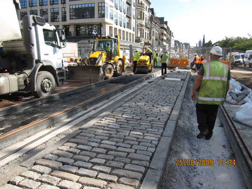 Tram - Princes Street: New surface laying on Princes Street 