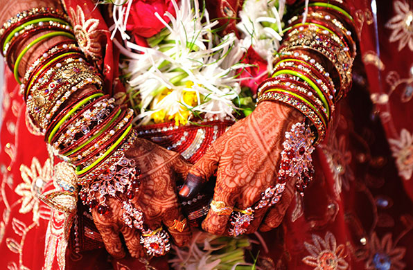 24 hours in pictures: Mumbai, India; A Muslim bride takes part in a mass marriage ceremony