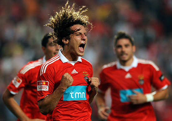 Transfers: Benfica's David Luiz celebrates after sc