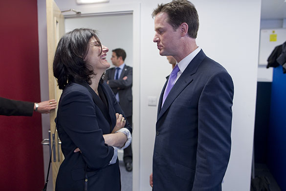 Campaigning with Clegg: Nick Clegg takes a moment with his wife Miriam Gonzalez Durantez