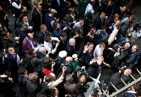 Cameron campaign trail: Boris Johnson and David Cameron visit Leadenhall Market in London
