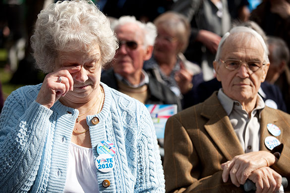 Cameron campaign trail: David Cameron speaks at a rally at Palmers College in Thurrock, Essex