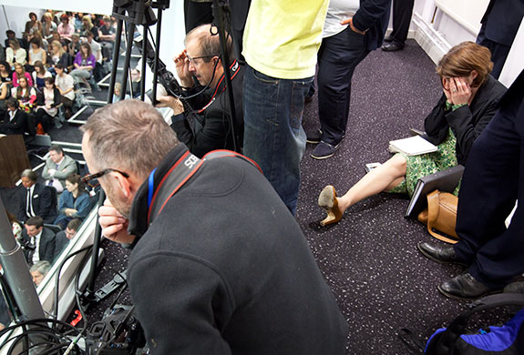 Cameron campaign trail: David Cameron's press team at Fashion Academy in London