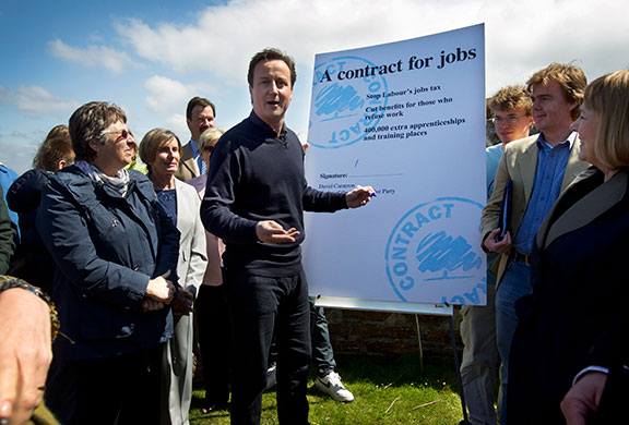 Cameron campaign trail: David Cameron visits Lewinnick Lodge in Newquay, Cornwall