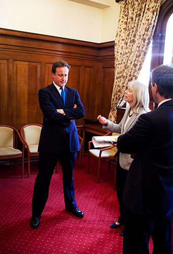 Cameron campaign trail: David Cameron prepares for and speaks at a Citizens UK event, London