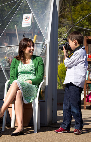 Cameron campaign trail: Samantha Cameron is photographed by a young boy Jacob Renwick