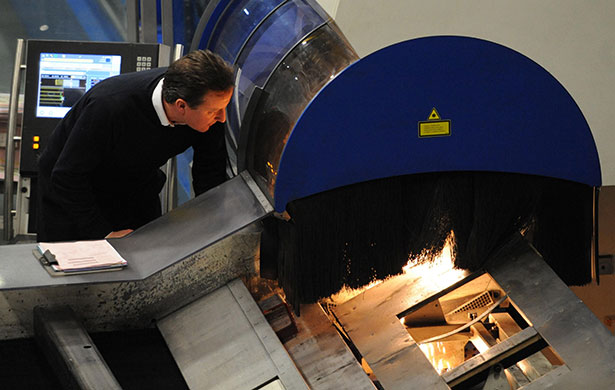 Cameron's 24 hours: David Cameron during his visit to WEC engineering in Darwen, Lancashire