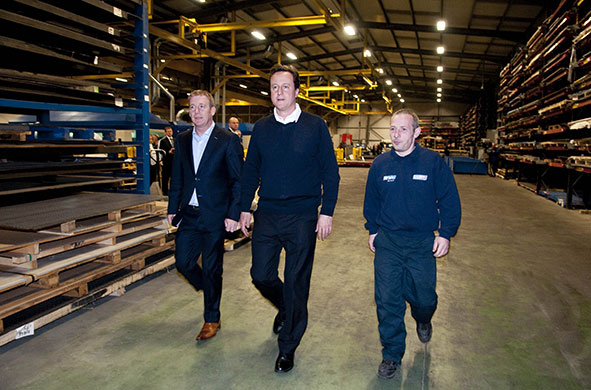 Cameron's 24 hours: David Cameron during his visit to WEC engineering in Darwen, Lancashire