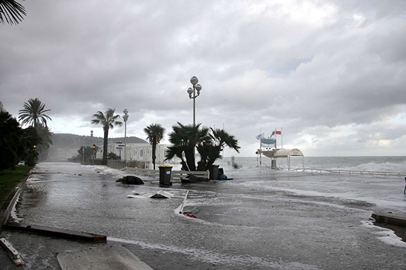 French Riviera flooding: The 'Promenade des Anglais' in Nice