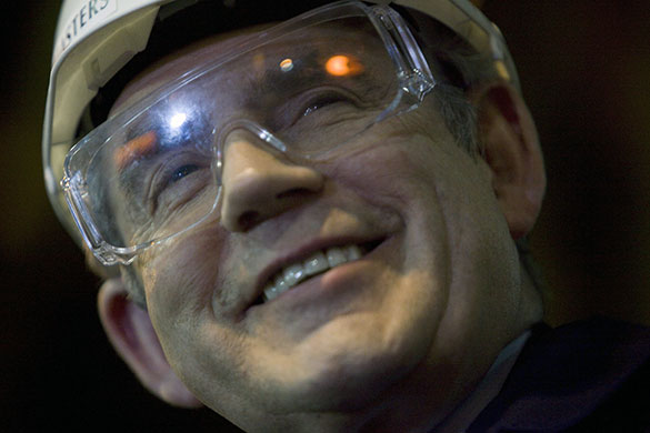 Martin Argles with Labour: Gordon Brown visits Sheffield Forgemasters steel working company