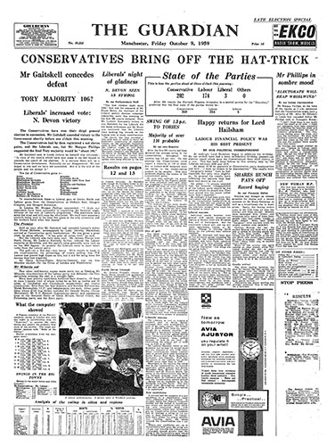 General election fronts: 6 - 1959 front page