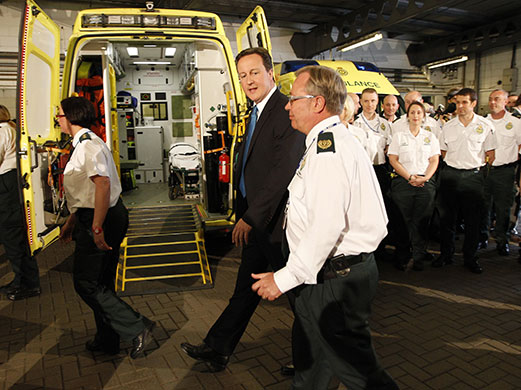 Cameron's 24 hours: David Cameron visits the ambulance station in Dudley