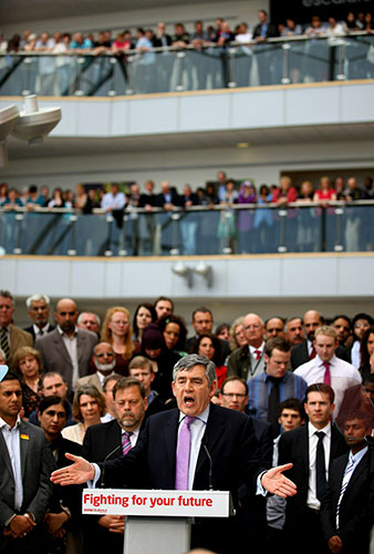 Daily election: Gordon Brown addresses students at University of Bradford 