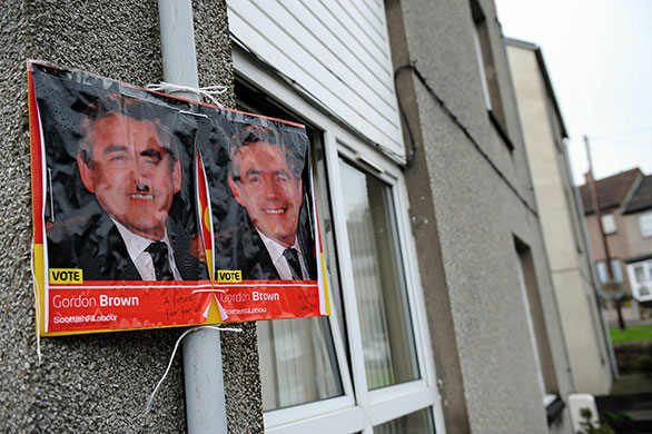 Polling: A defaced poster of Gordon Brown in North Queensferry