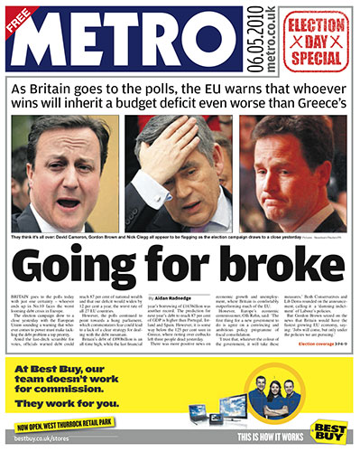 Front pages: Metro