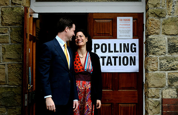 MPs voting: Nick And Miriam Clegg Cast Their Vote In The 2010 General Election