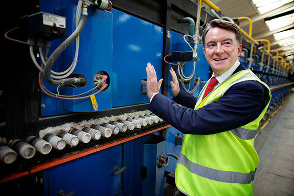 Week in business: Peter Mandelson on a visit to Johnson Tiles in Stoke-on-Trent.