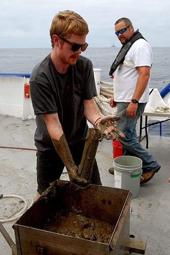 Deepwater Horizon oil rig: Oil spill reaches Louisiana coast : a sediment core sample