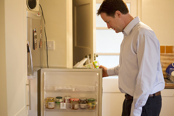 Clegg on polling day: Nick Clegg at home in Sheffield