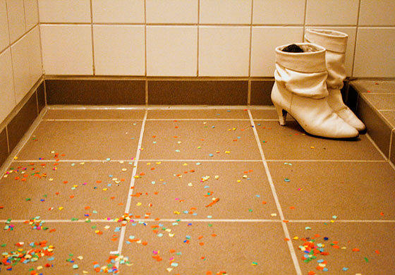 In Pictures: Party: shoes in bathroom