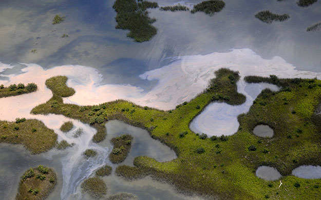 24 hours in pictures: Gulf of Mexico: An aerial vew of the northern Chandeleur barrier islands