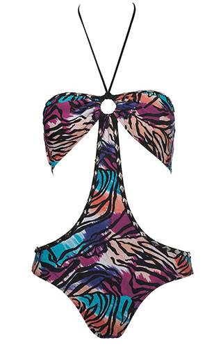 key trends: swimwear: Coloured leopard print swimsuit