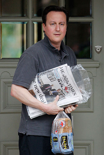 Saturday Politics: David Cameron with newspapers and a loaf of bread