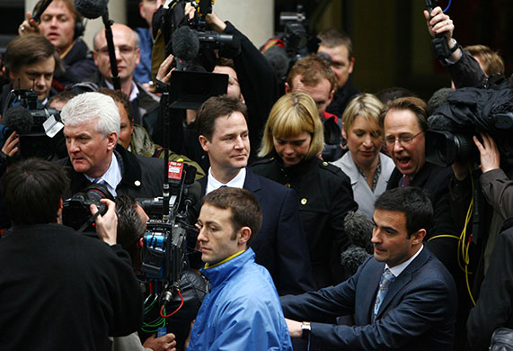 Saturday Politics: Nick Clegg leaves after a shadow cabinet meeting at Local Government House