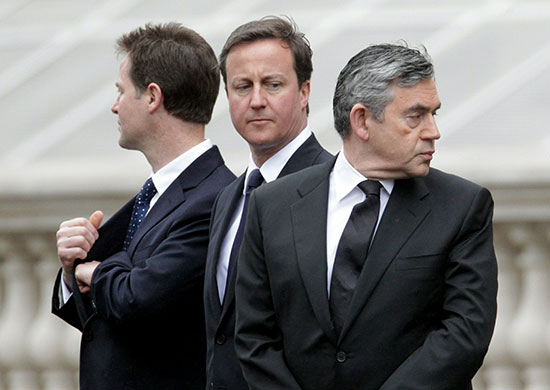 Saturday Politics: Nick Clegg, David Cameron and Gordon Brown at the Cenotaph in Whitehall
