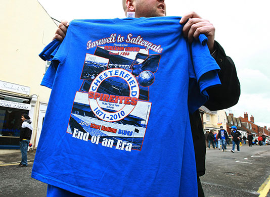 Chesterfield : Special commemorative t-shirts are on sale outside the ground