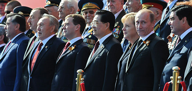 Victory parade: Presidents watch the Victory Day parade on Red Square in Moscow 