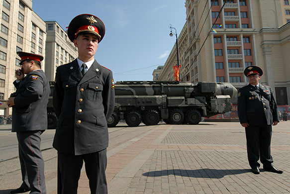 Victory parade: Topol-M intercontinental ballistic missile mobile launcher 