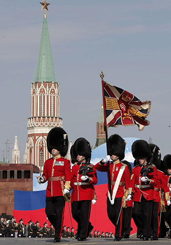 Victory day celebrations: elsh Guards march during a Victory Day Parade