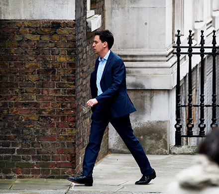 Hung parliament talks: Energy Secretary Ed Miliband arrives for a meeting 