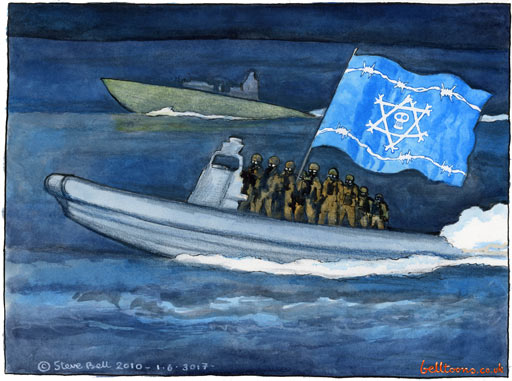  Israeli troops confront flotilla activists - A Steve Bell Cartoon