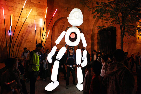 24 hours in pictures: Jerusalem: A puppet during the Festival of Lights in the Old City
