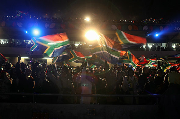 world cup launch concert: Fans wave South African flags